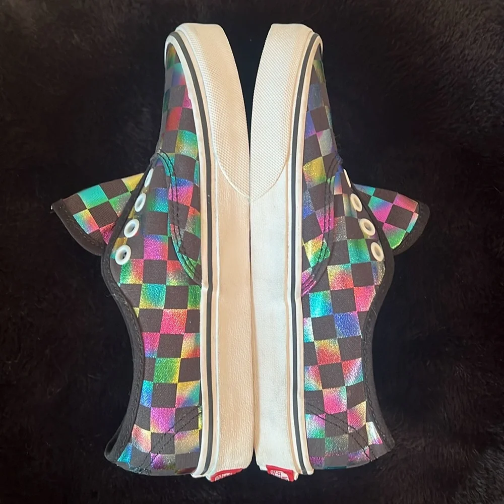 🎯VANS•METALLIC CHECKERBOARD LOW TOP LACE UP•SIZE M4|W5.5|EUR35 - Picture 11 of 15